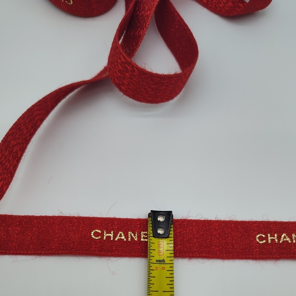 CHANEL True Cool Red Tweed Ribbon Gold Logo Authentic Two (2) Yards - Picture 4 of 4